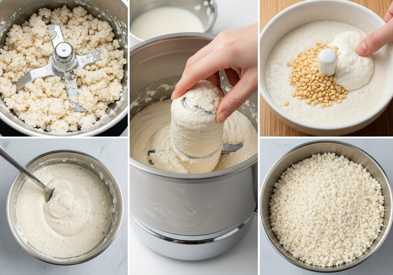 Prepare batter If using homemade batter, soak 1 cup rice + ¼ cup urad dal overnight, grind to a smooth paste, and ferment 8–10 hours. Otherwise, use ready-made dosa batter.