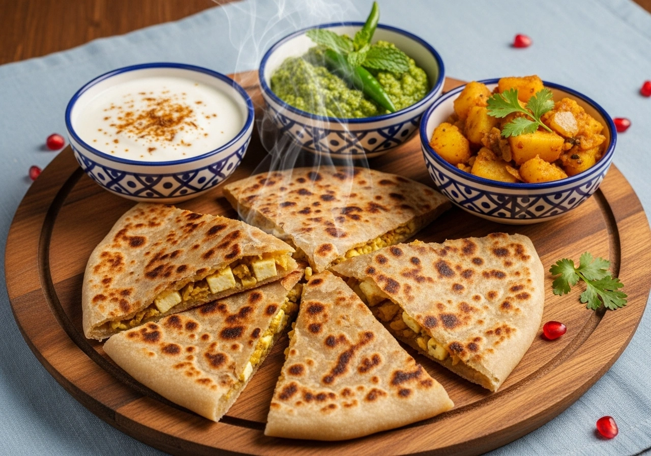Serve Serve hot with curd, vrat chutney, or aloo sabji.