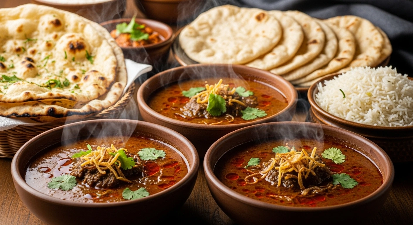 Garnished and served Mutton Shorba