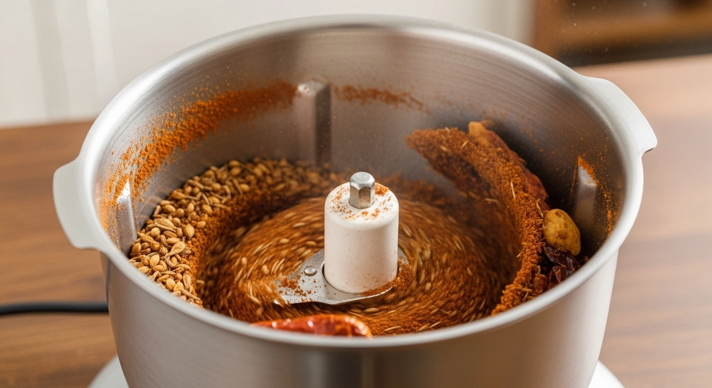 Grind the Podi Once cooled, transfer all roasted ingredients to a dry mixer jar. 