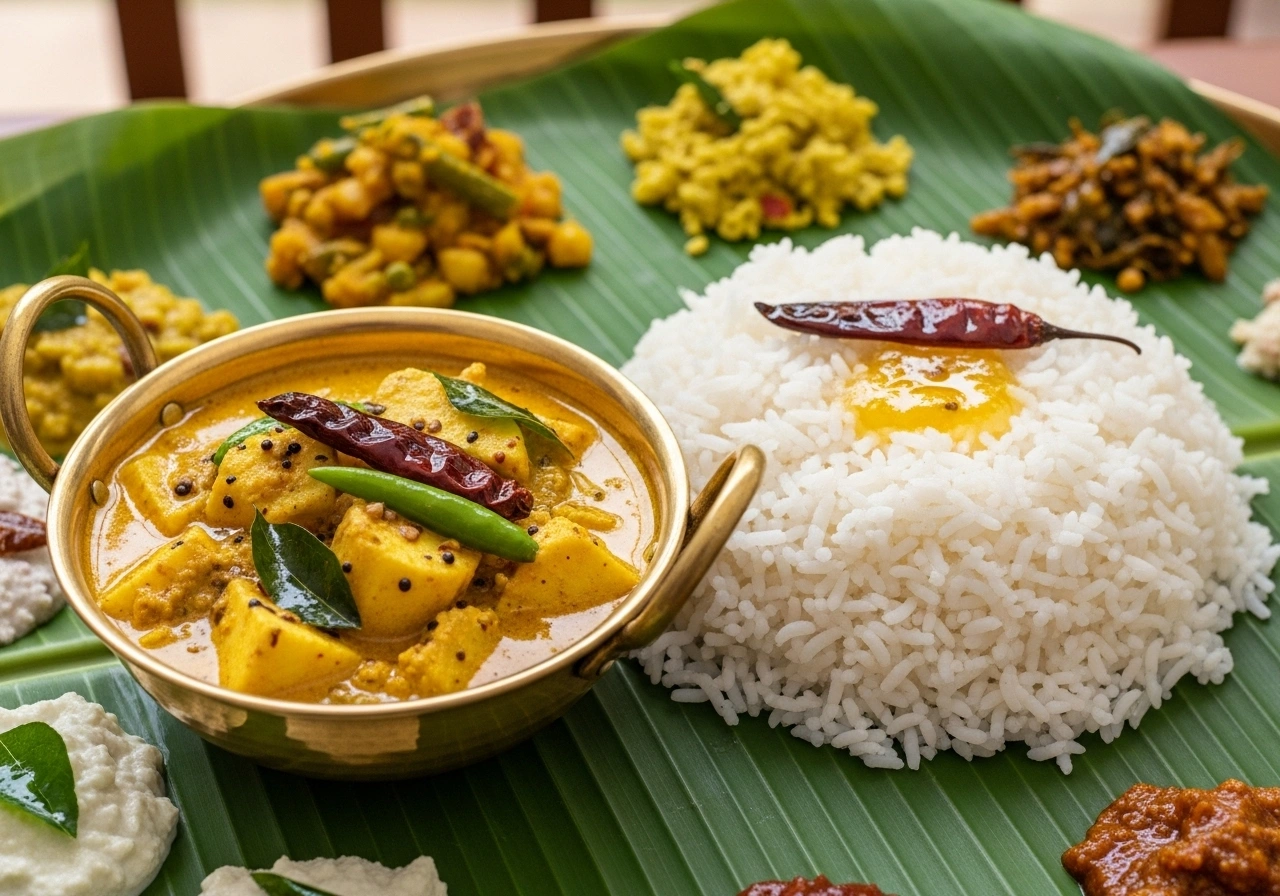 Serve Serve hot with steamed rice as part of a sadya or regular lunch.