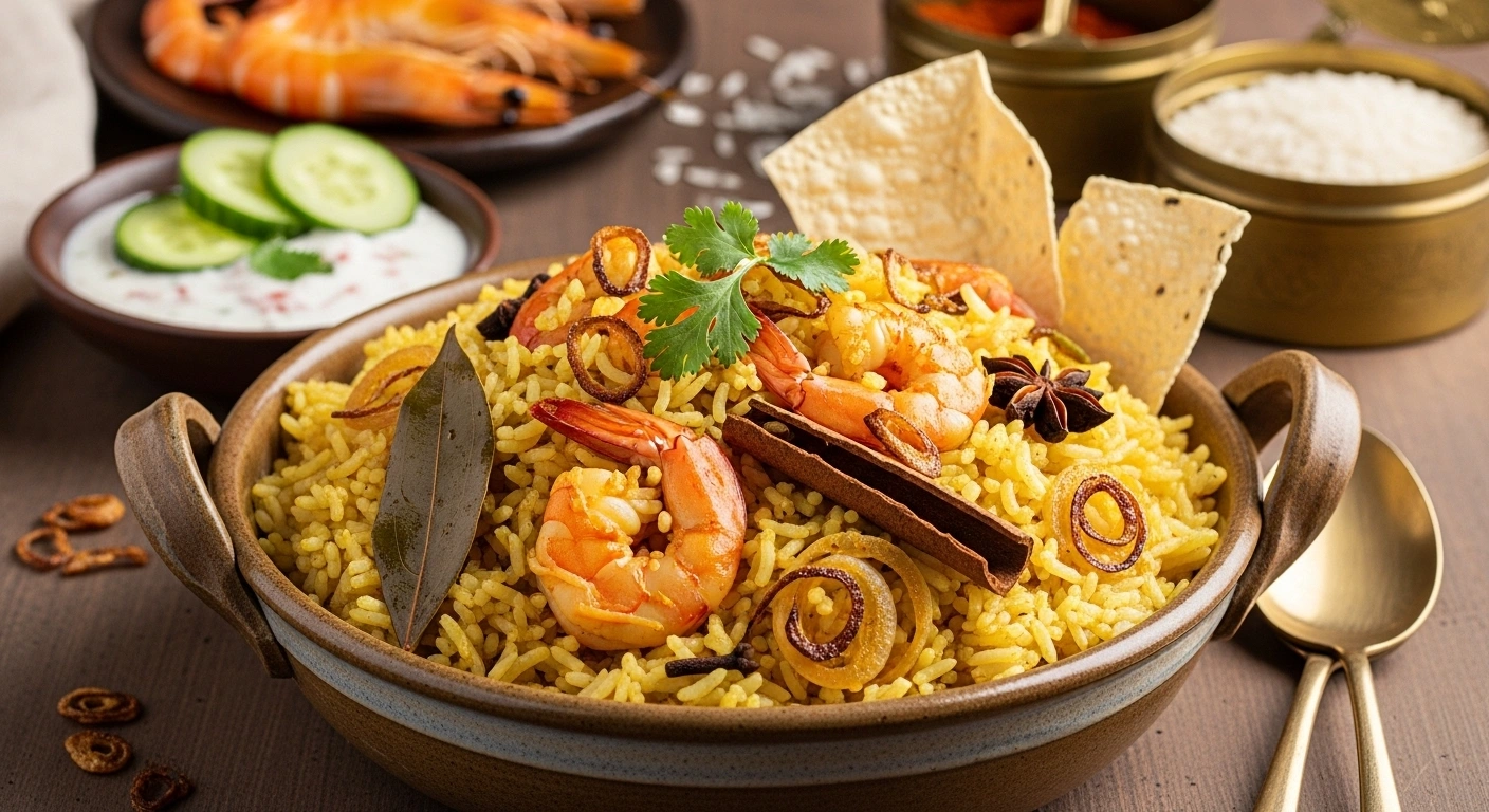 Served Prawn Pulao