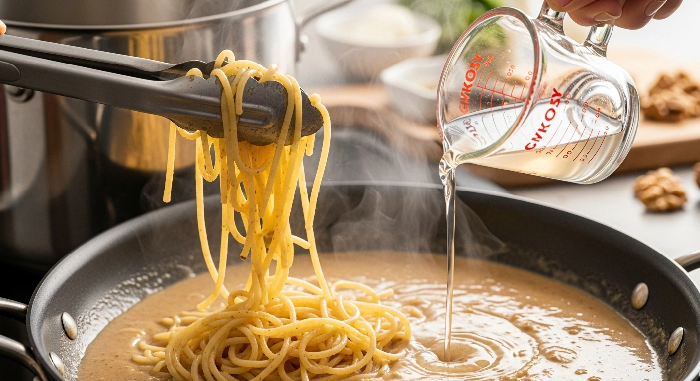 Toss the pasta and add water if needed