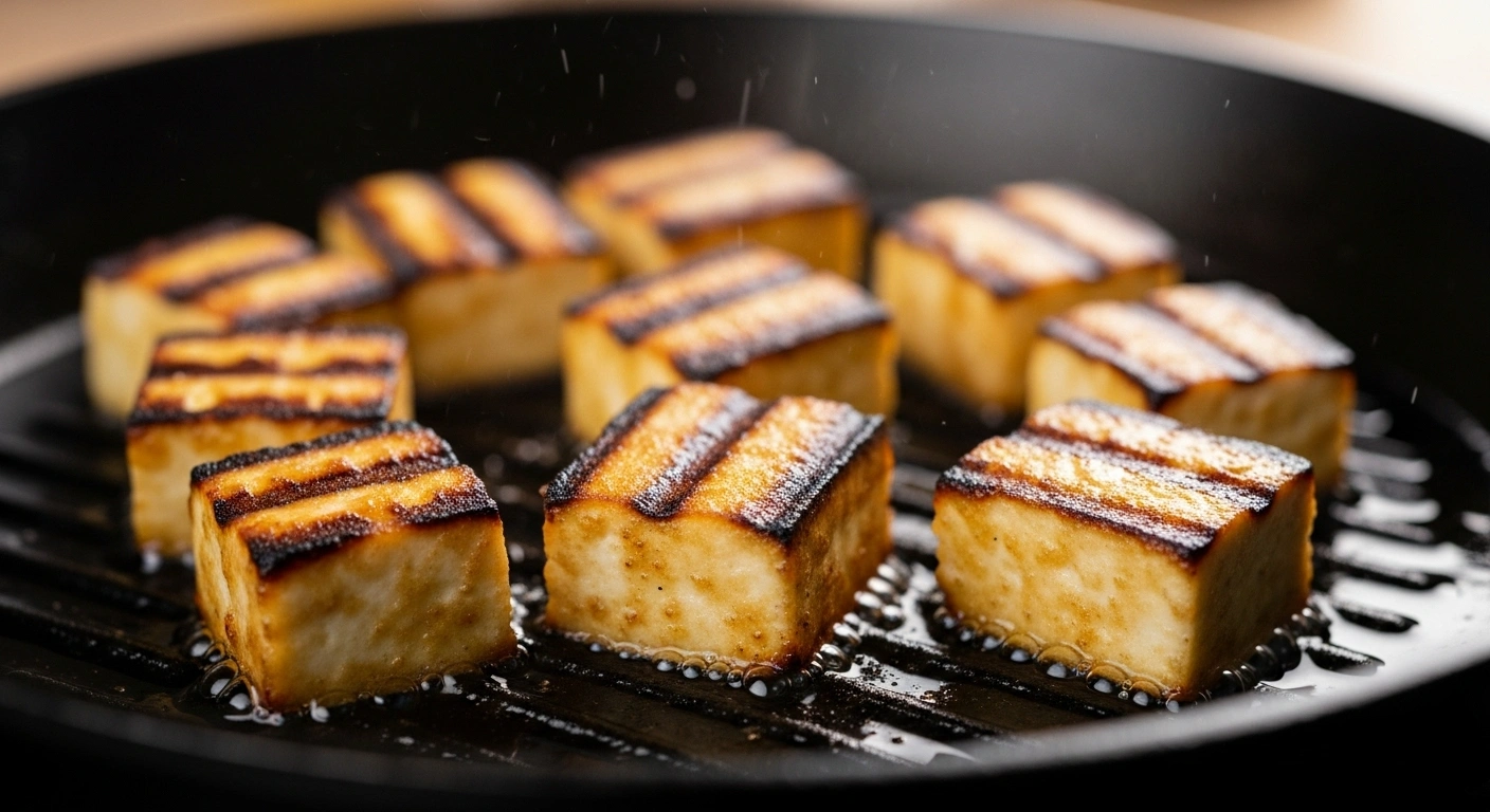 Grill paneer Heat oil in a pan. Grill marinated paneer cubes until golden on edges. Keep aside.