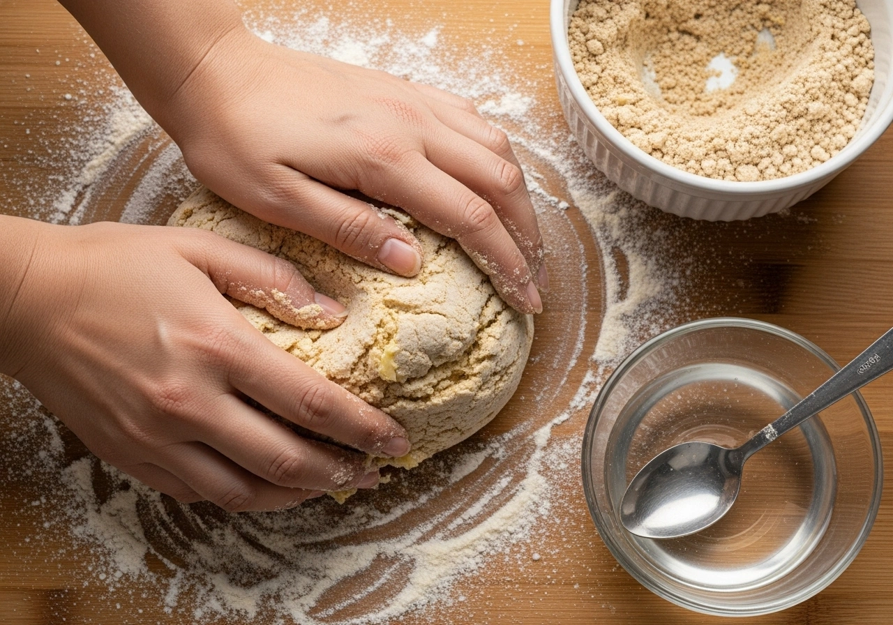 Prepare Singhara Chapati Dough Mix singhara atta, mashed potato, salt, and ghee. Add warm water little by little and knead into a soft dough. Divide into small balls and roll gently between greased plastic sheets.