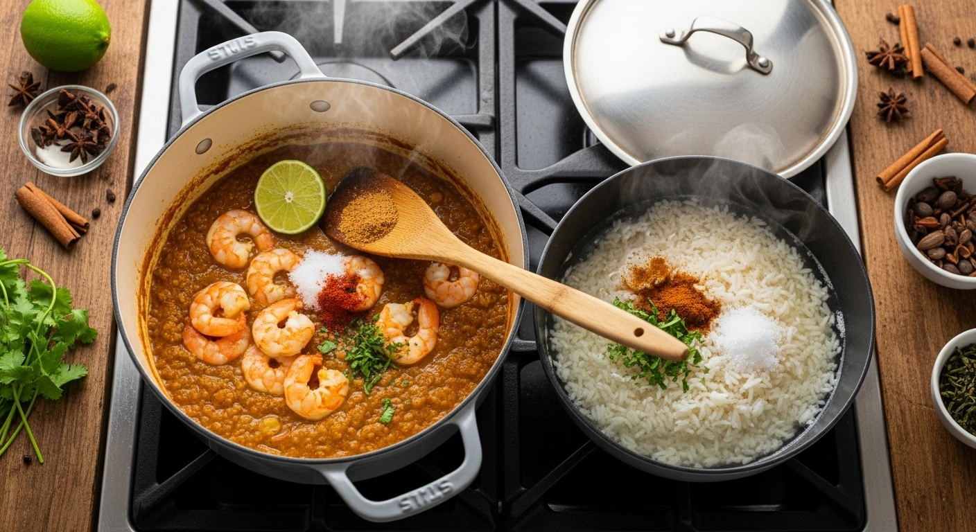 Cook the Prawns & Rice