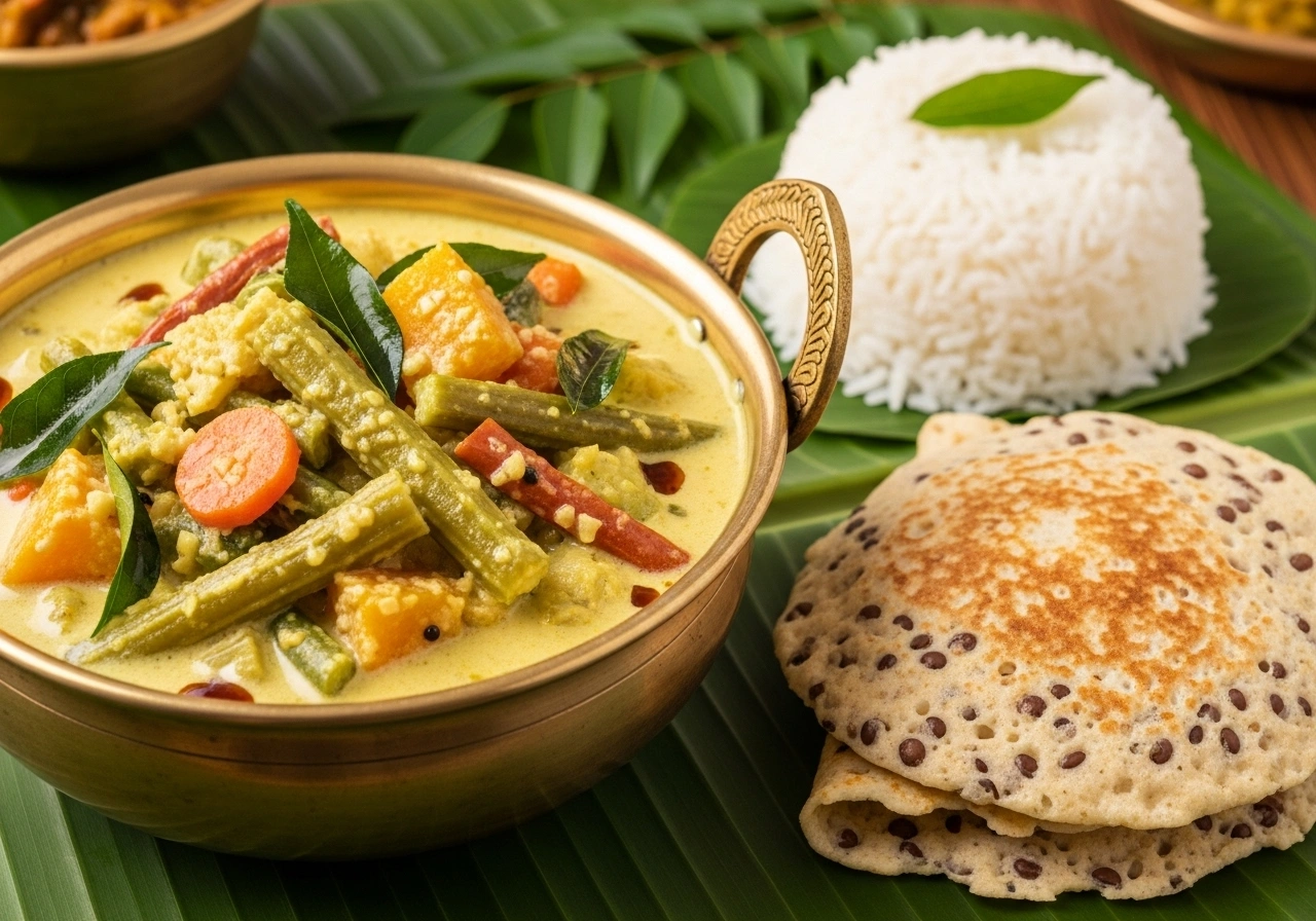 Serve Serve Aviyal hot with steamed rice, adai, or as part of an Onam Sadya.