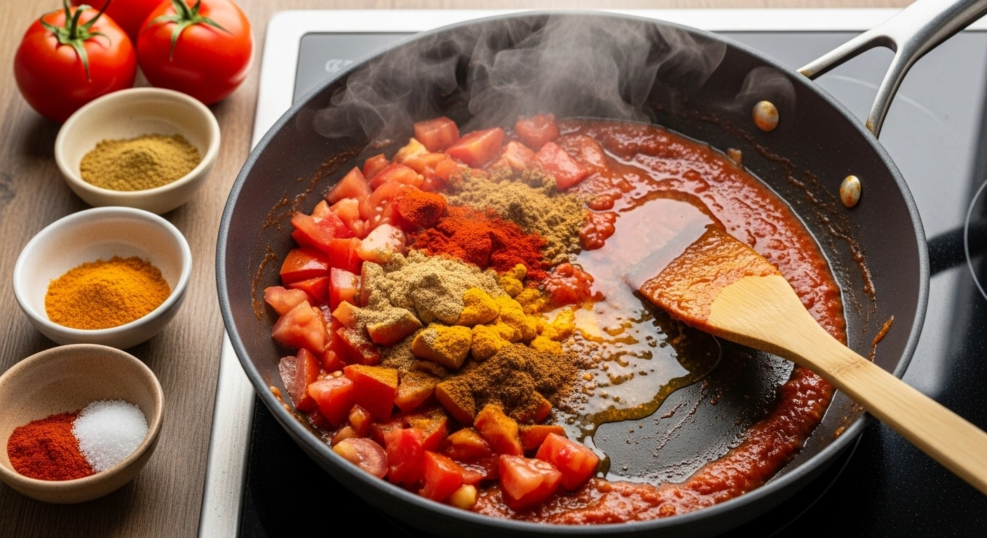 Cook Masala, adding ingredients