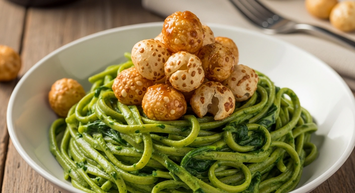 Creamy Spinach Pasta and Caramel Makhana