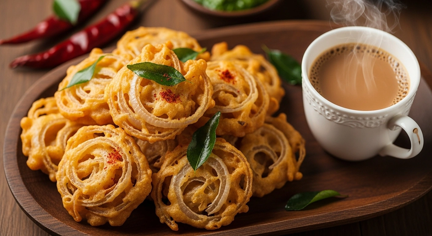 Onion Pakodas Served