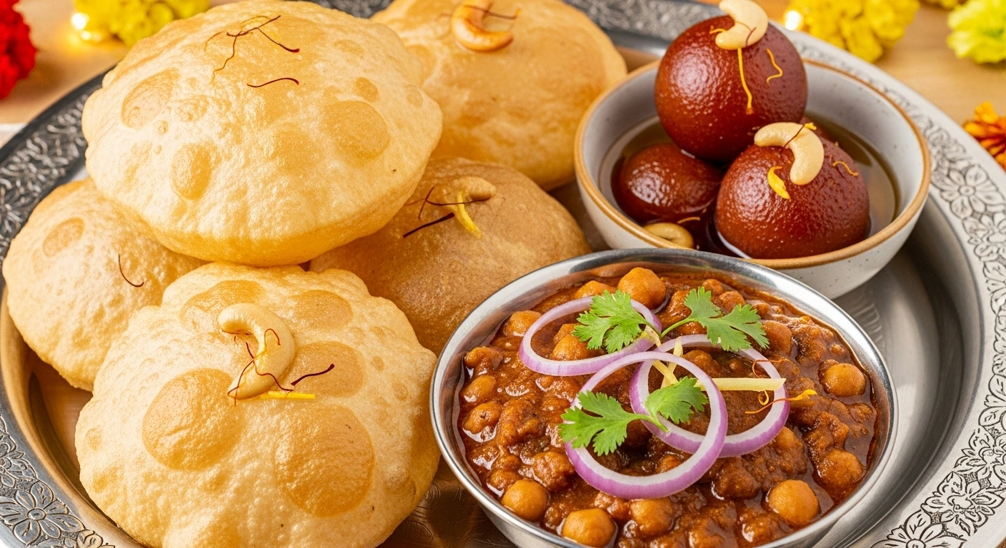 Poori Chole Masala with Gulab Jamun: A Festive Indian Combo