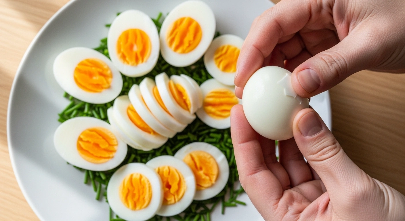 Cut boiled eggs