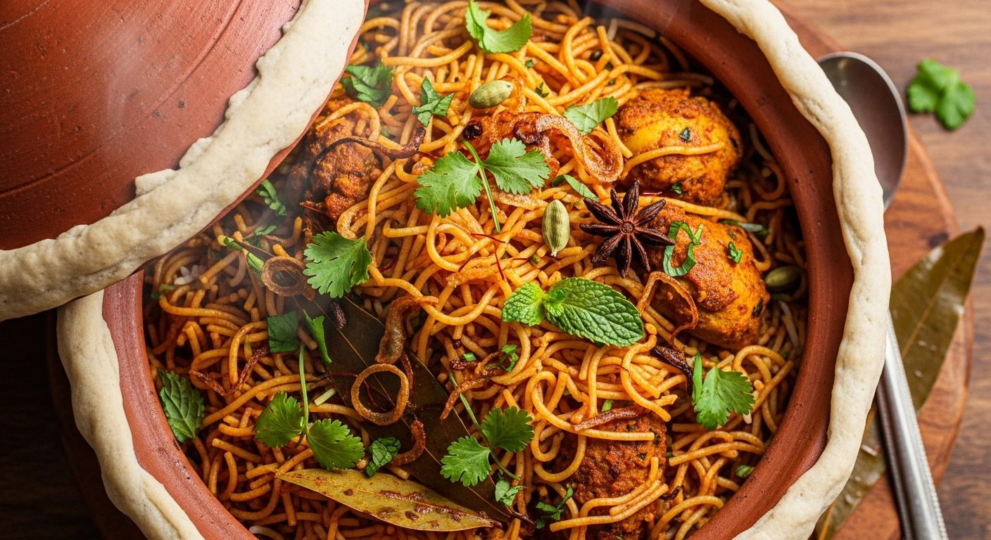 Dum-cooked Noodle Biryani