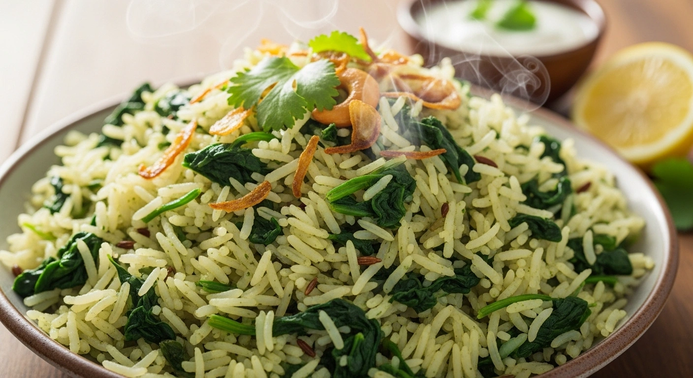 Spinach Pulao (Palak Pulao)