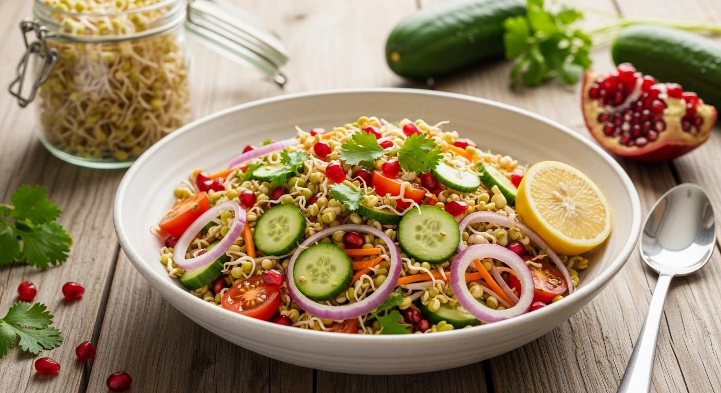 Sprouted Moong Bean Vegetable Salad