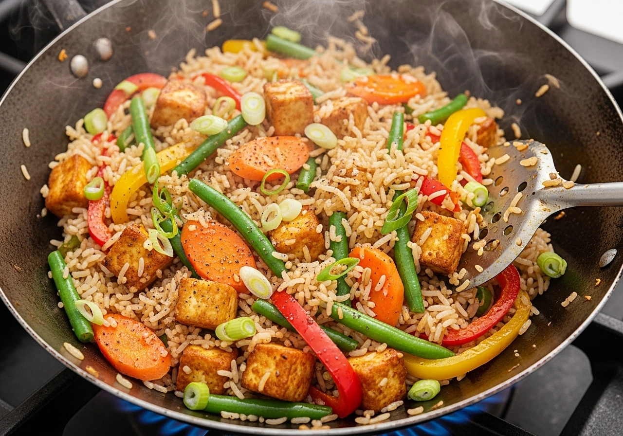 Add paneer Mix in fried paneer cubes and spring onion greens. Stir for 1–2 minutes.