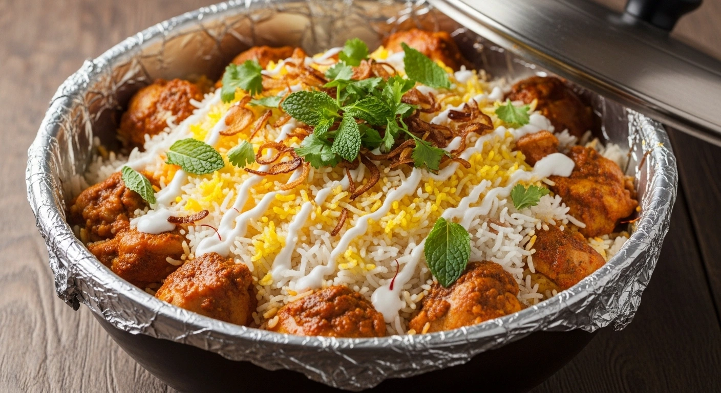 Served Hyderabadi Chicken Biryani