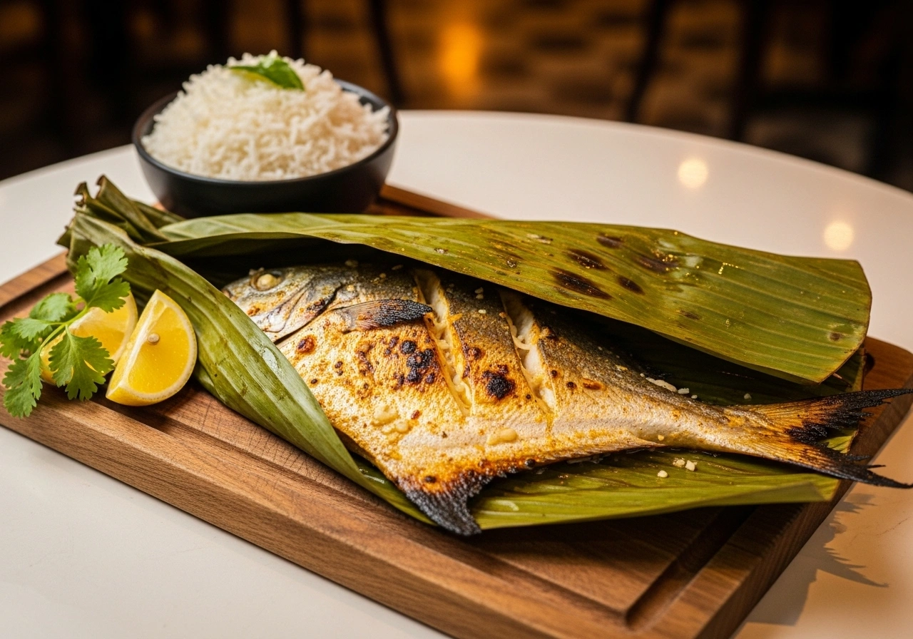 Serve Unwrap at the table for maximum aroma. Serve with steamed rice and lemon wedges.