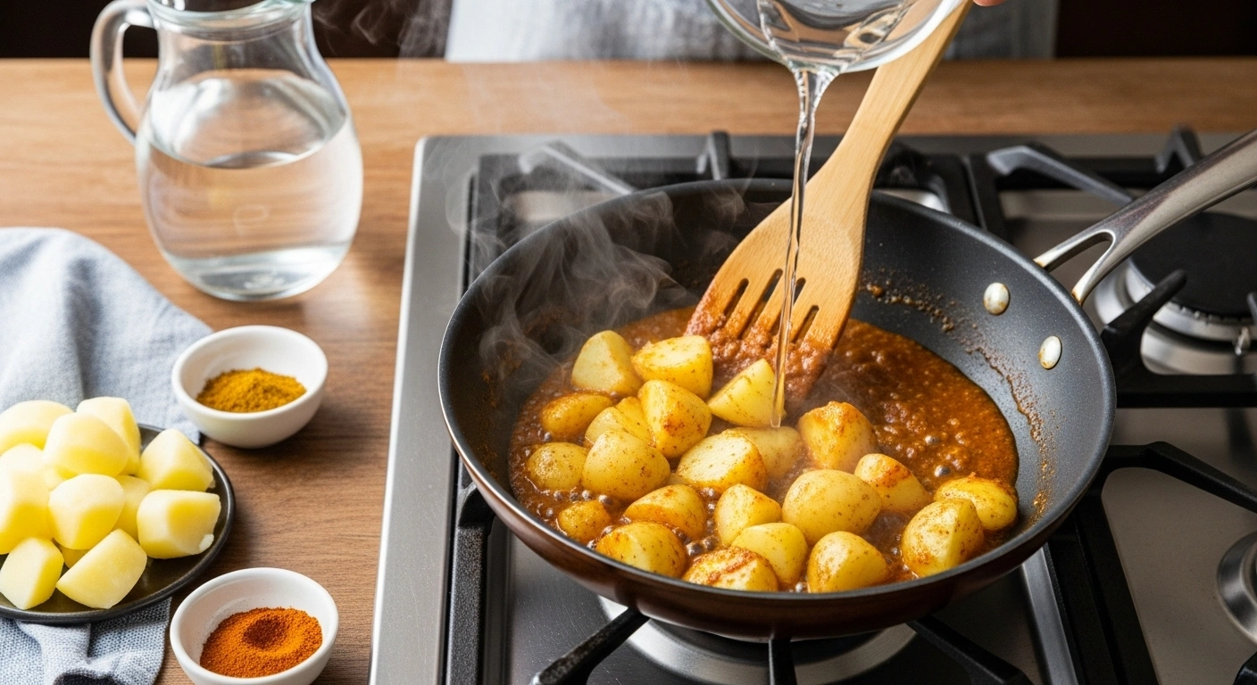 Adding potatoes