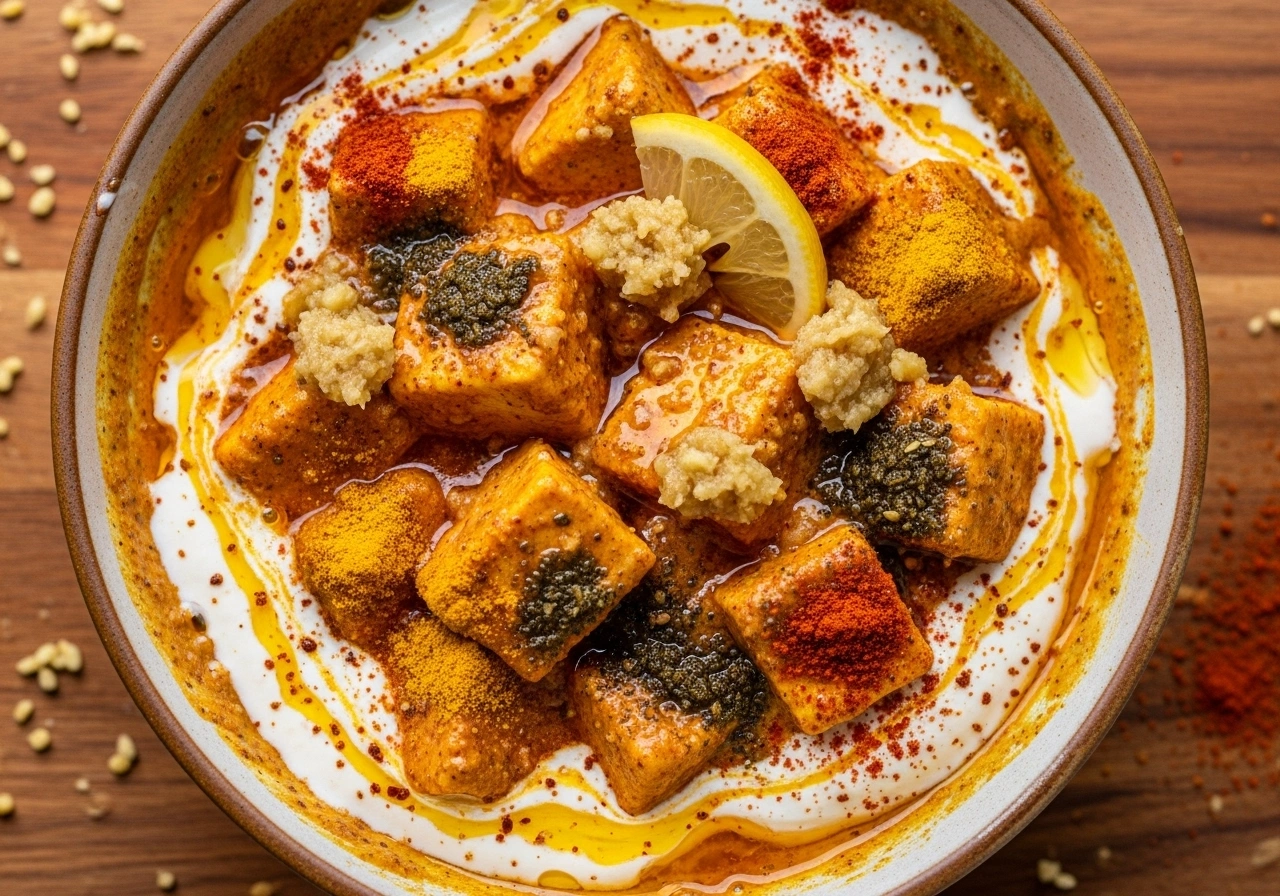 Marinate paneer Mix yogurt, ginger-garlic paste, spices, lemon juice, salt, and oil. Coat paneer cubes and marinate for at least 30 minutes.