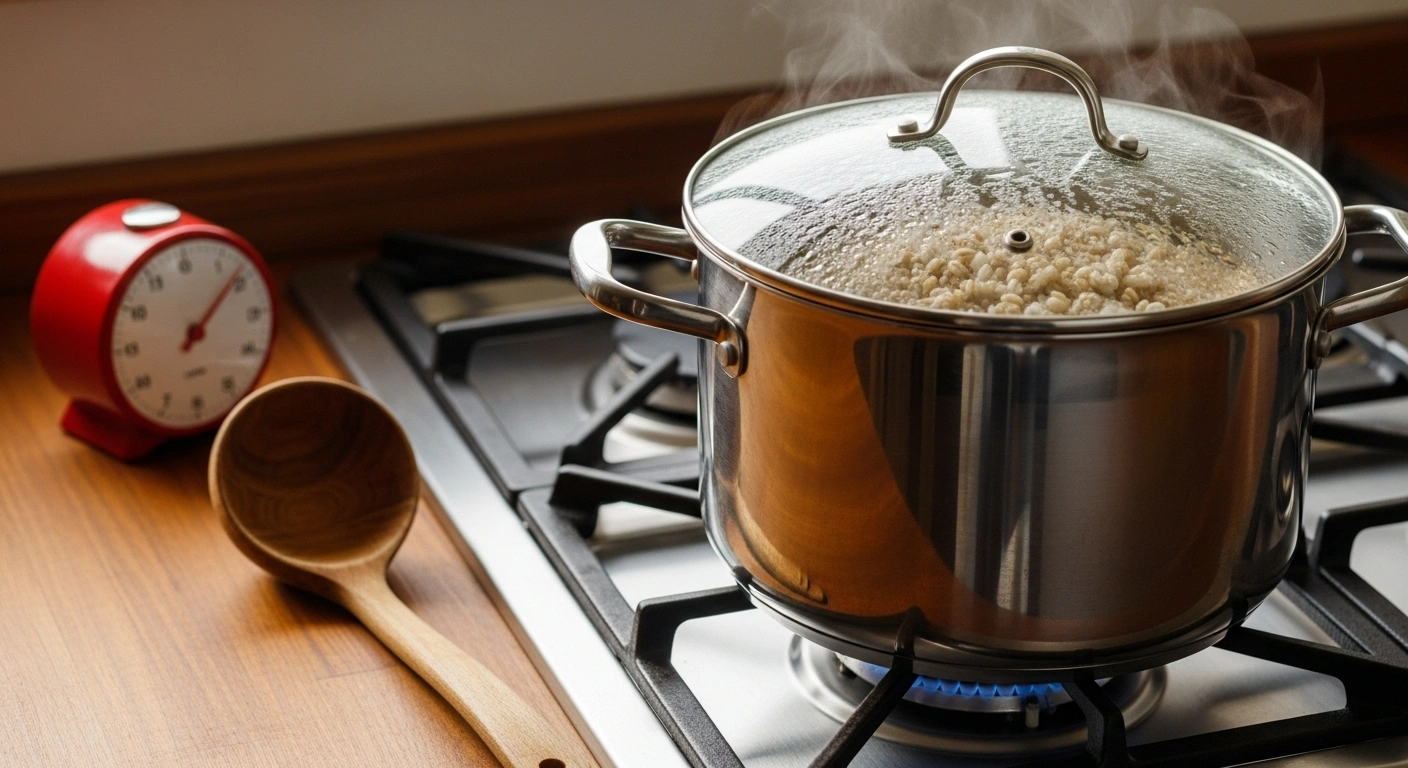 Covering and cooking barley