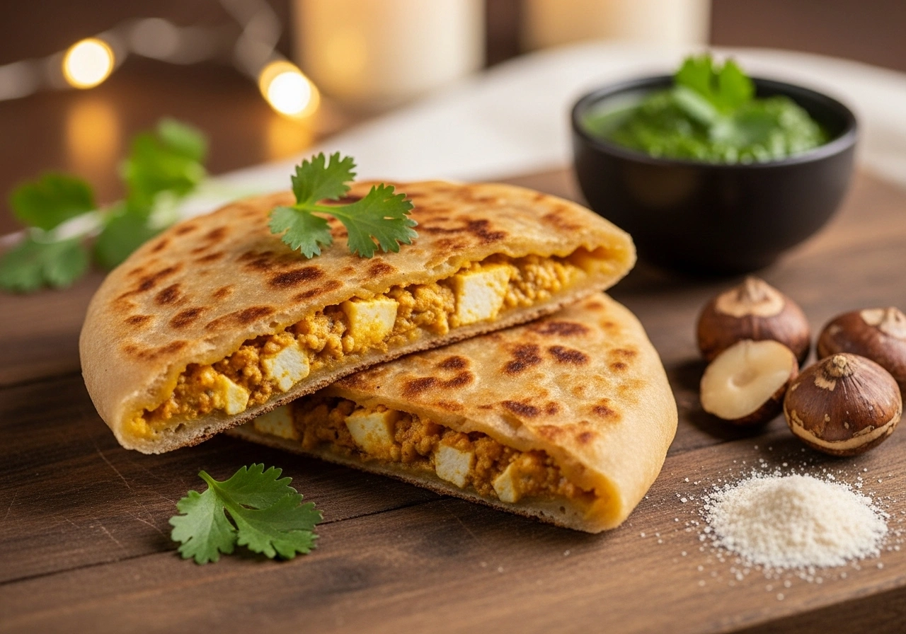 Navratri Special Singhara Stuffed Paneer Paratha