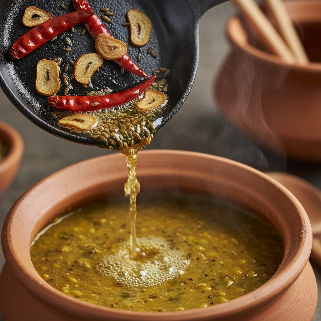 Cooking Dal with Spinach