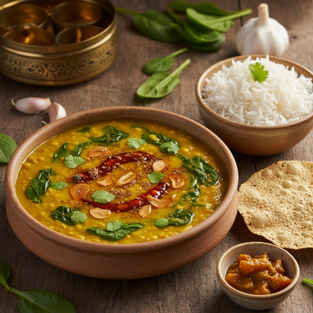 Palak (Spinach) & Garlic Dal