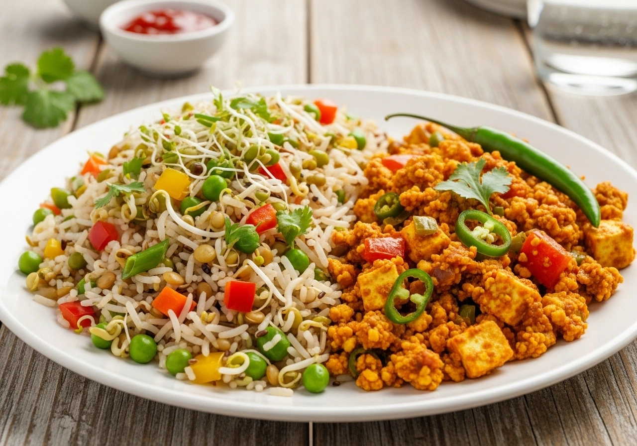 Sprouts Fried Rice & Paneer Bhurji: A Balanced High-Protein Combo