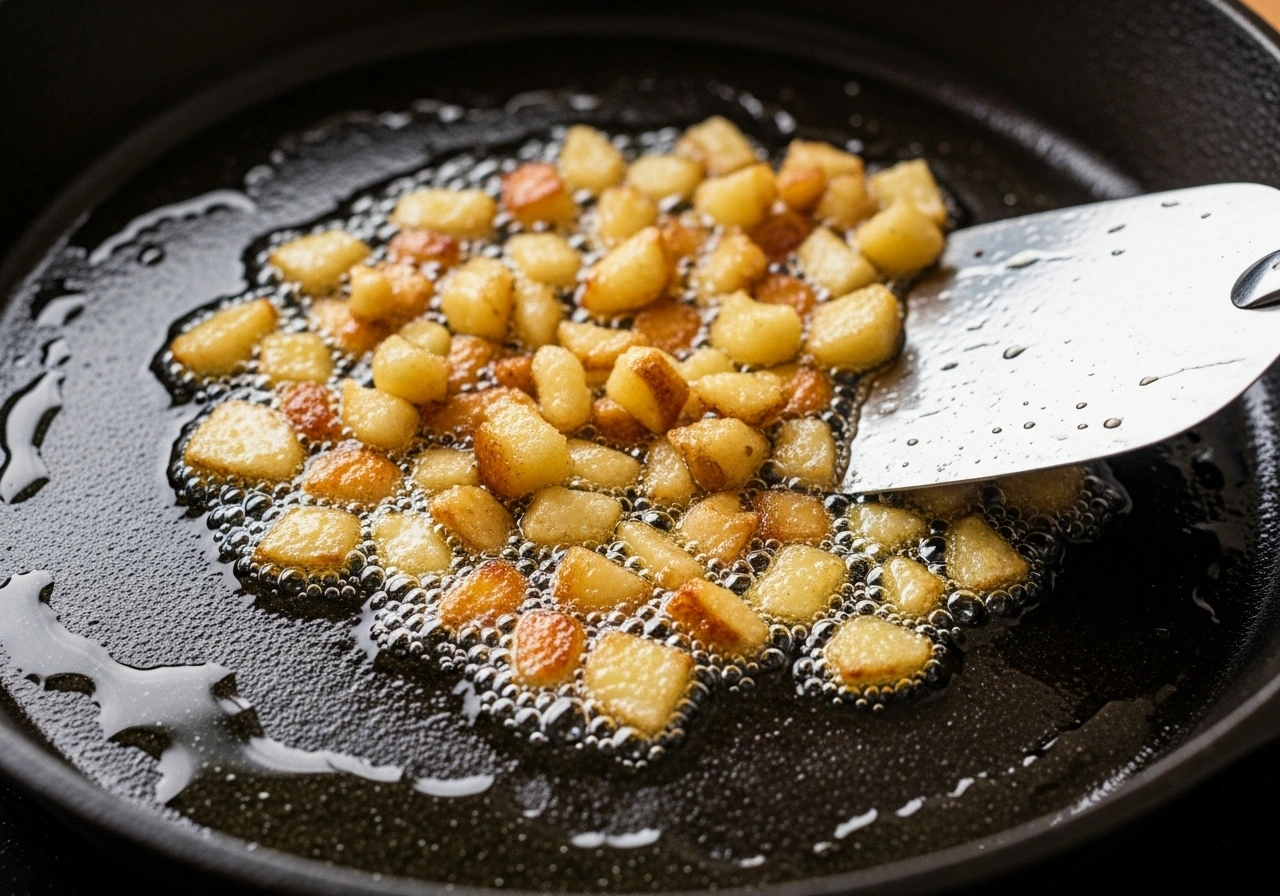 Fry ginger Heat coconut oil in a pan. Fry chopped ginger until golden brown. Remove and keep aside.
