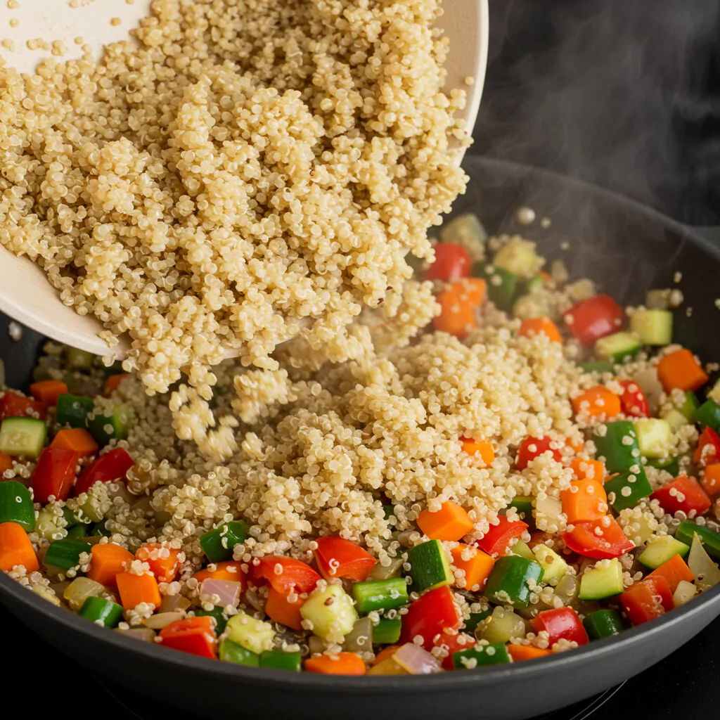 Add Quinoa to pan
