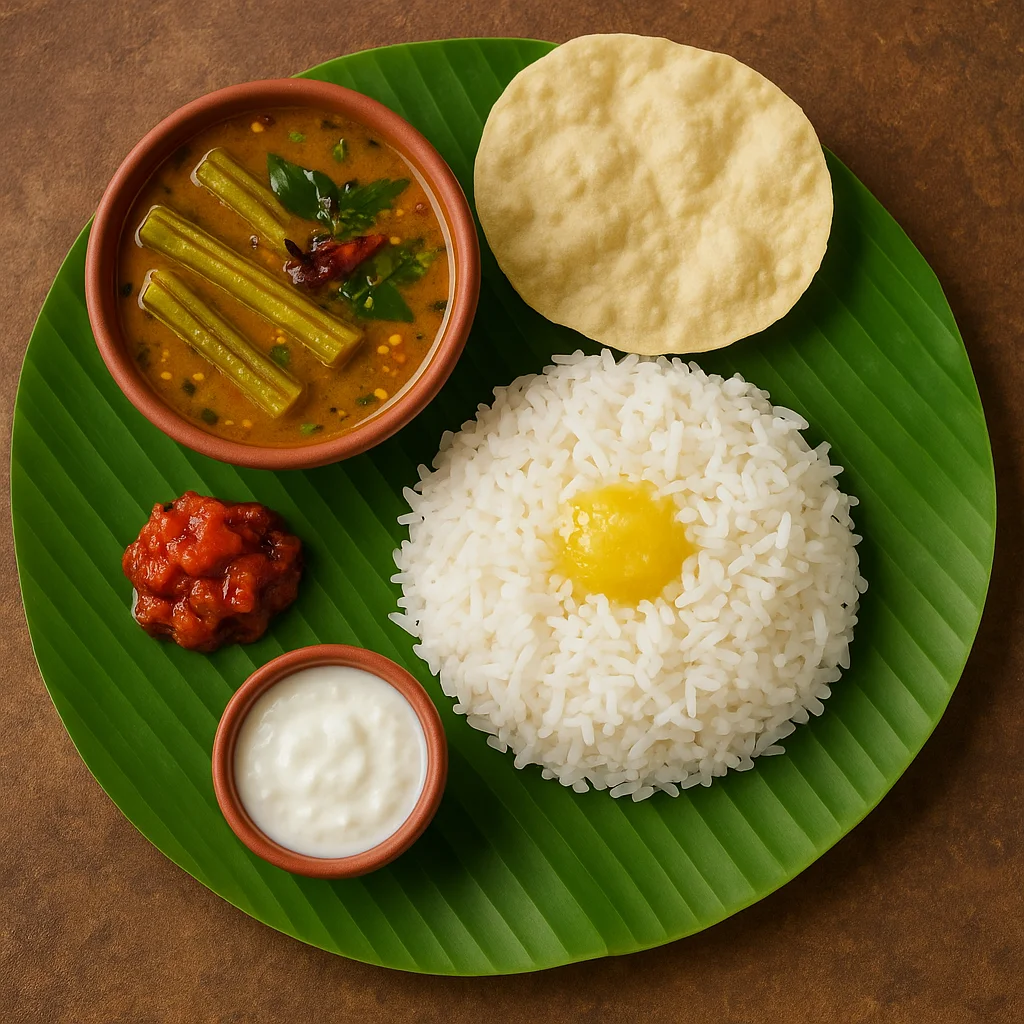 a complete South Indian meal plate