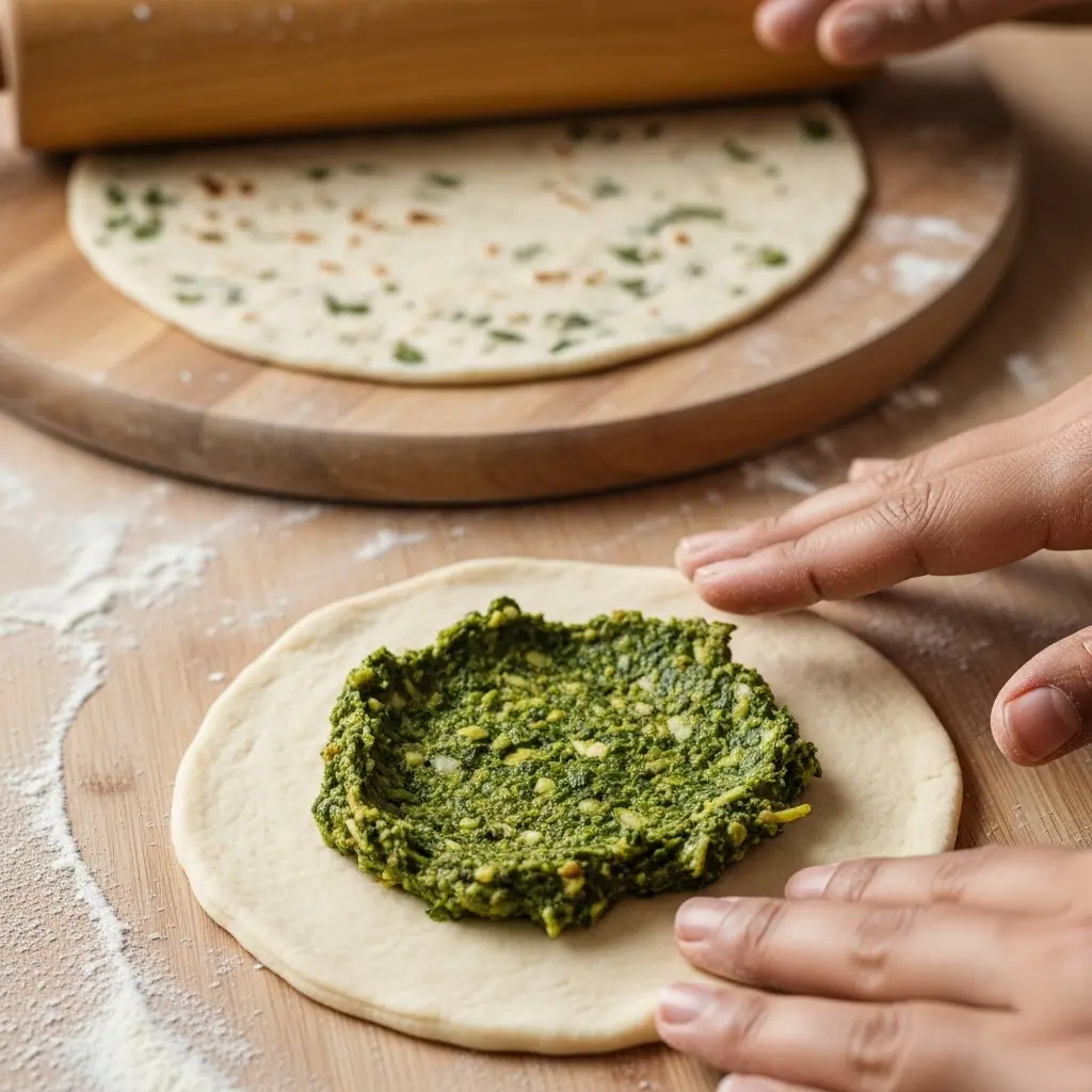 Rolling the dough with stuffing