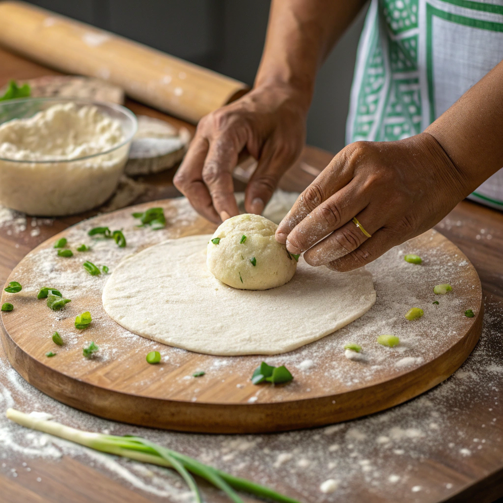 Rolling the roti