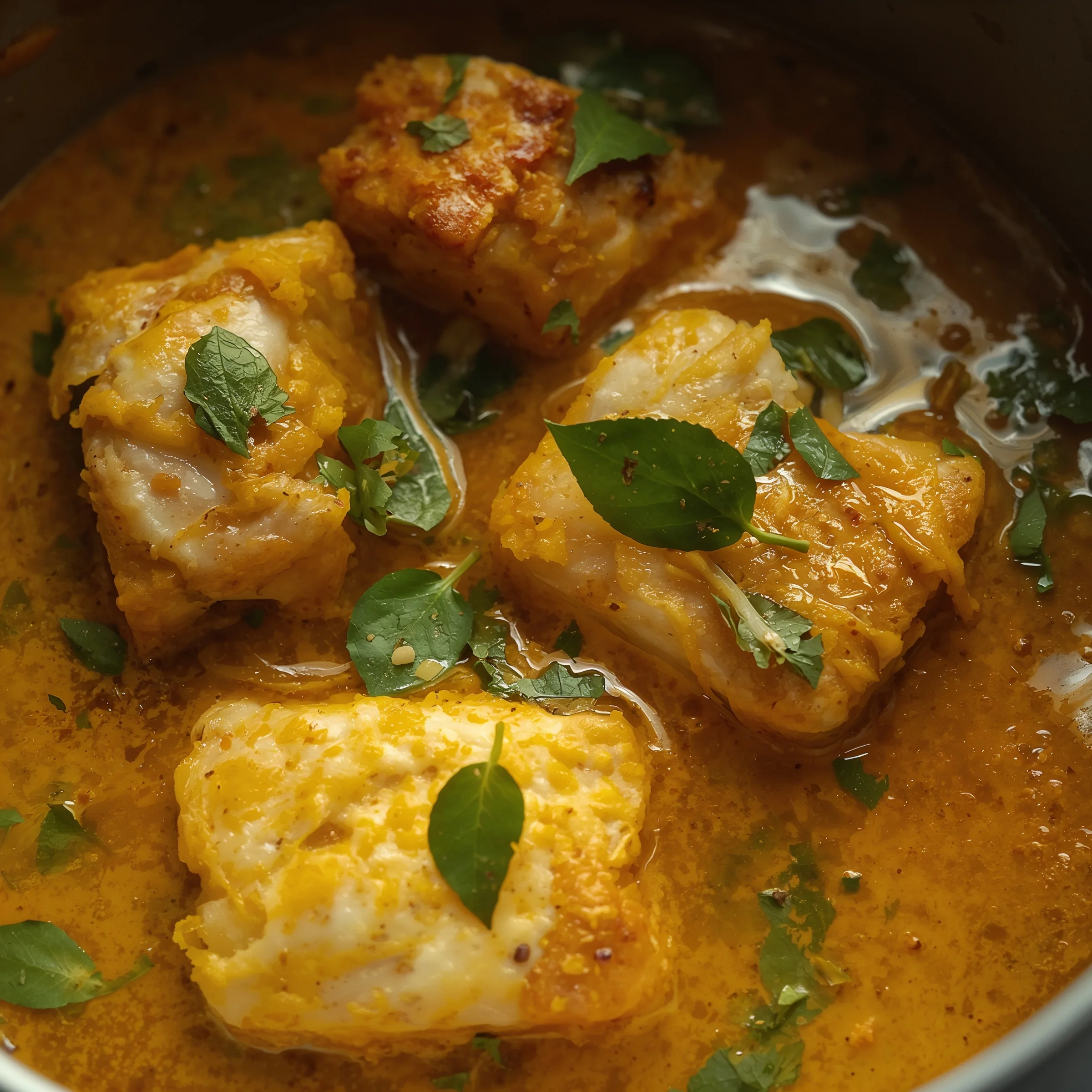 Simmering the fish
