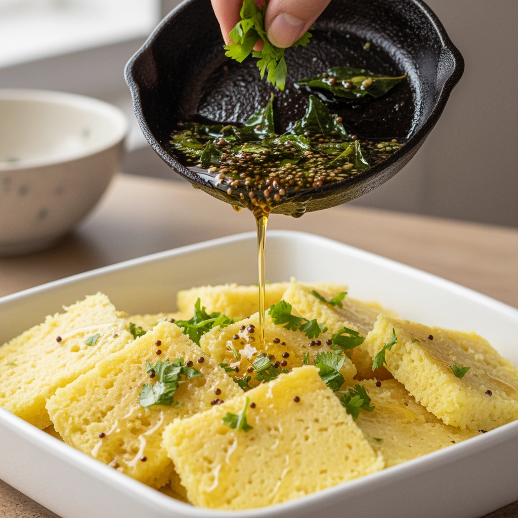 Tempering the Dhokla